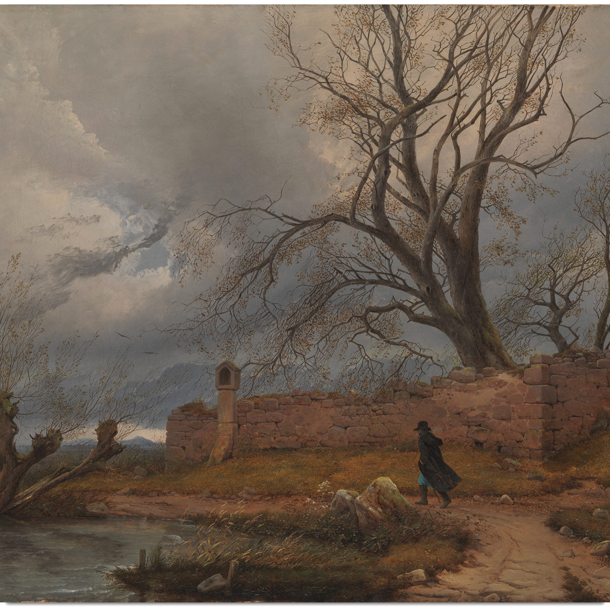 Wanderer in the Storm (1835), by Julius von Leypold (Public domain)