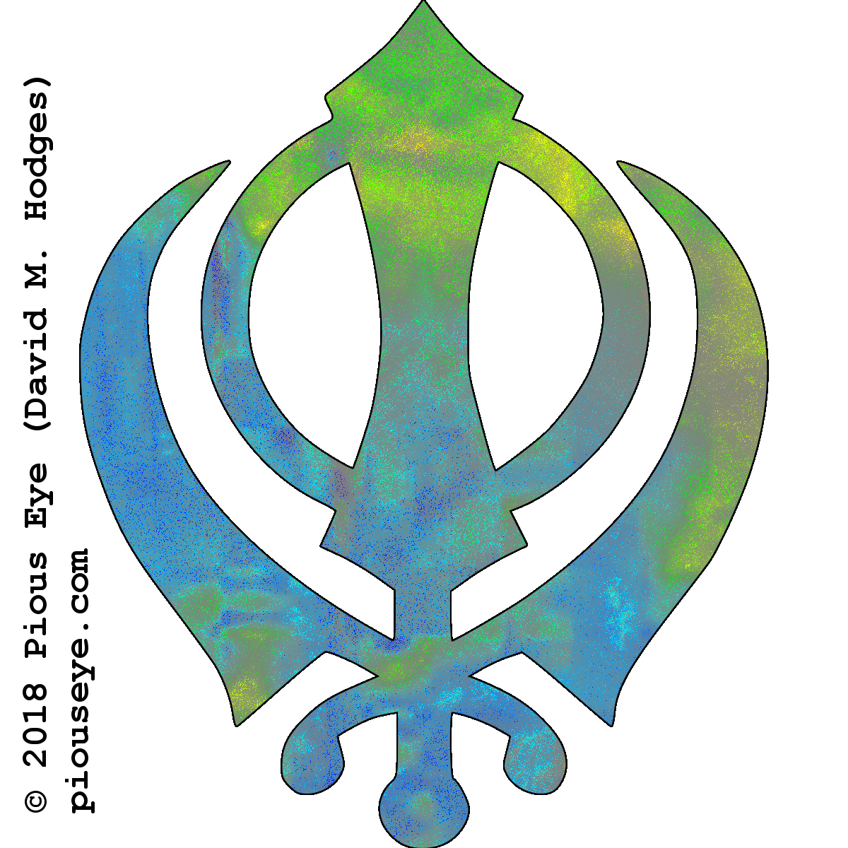 Sikh Khanda symbol with nature-inspired color pattern